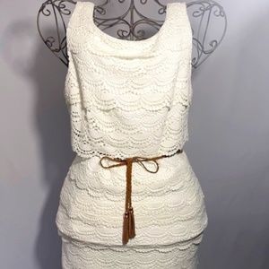 White House Black Market Cream Sleeveless Dress